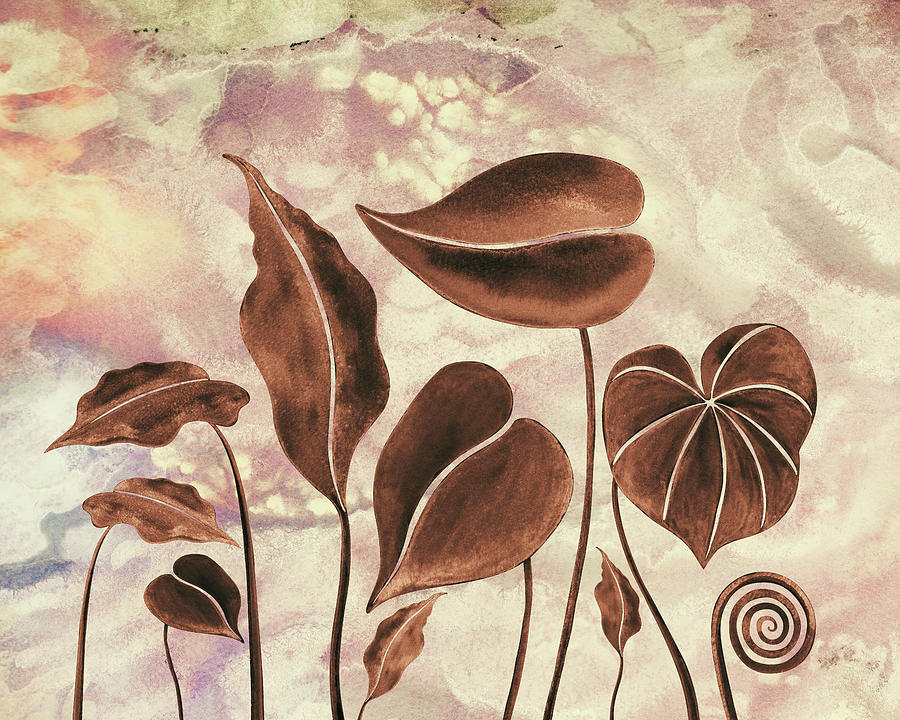 Elegant Exotic Tropical Leaves Garden Botanical Watercolor XII Painting by Irina Sztukowski
