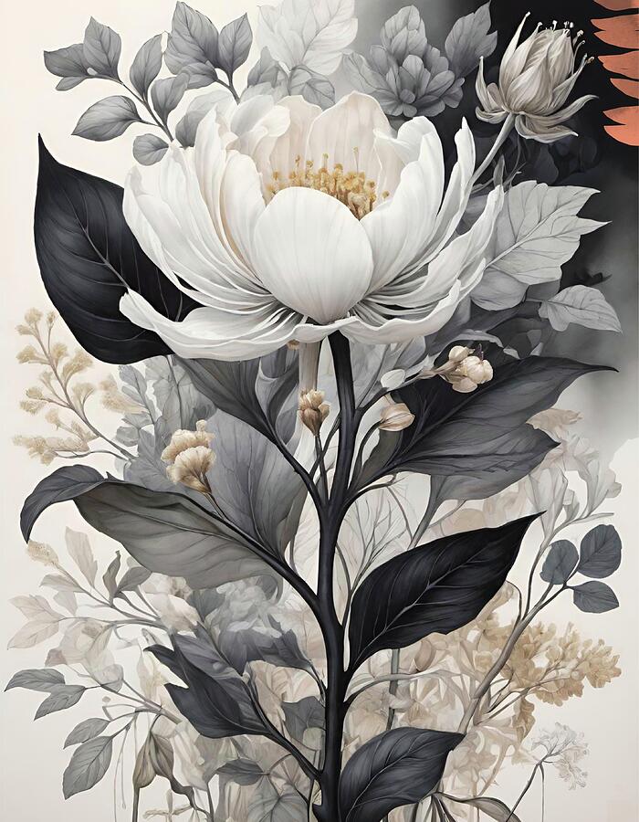 Elegant Floral No1 Digital Art by Bonnie Bruno