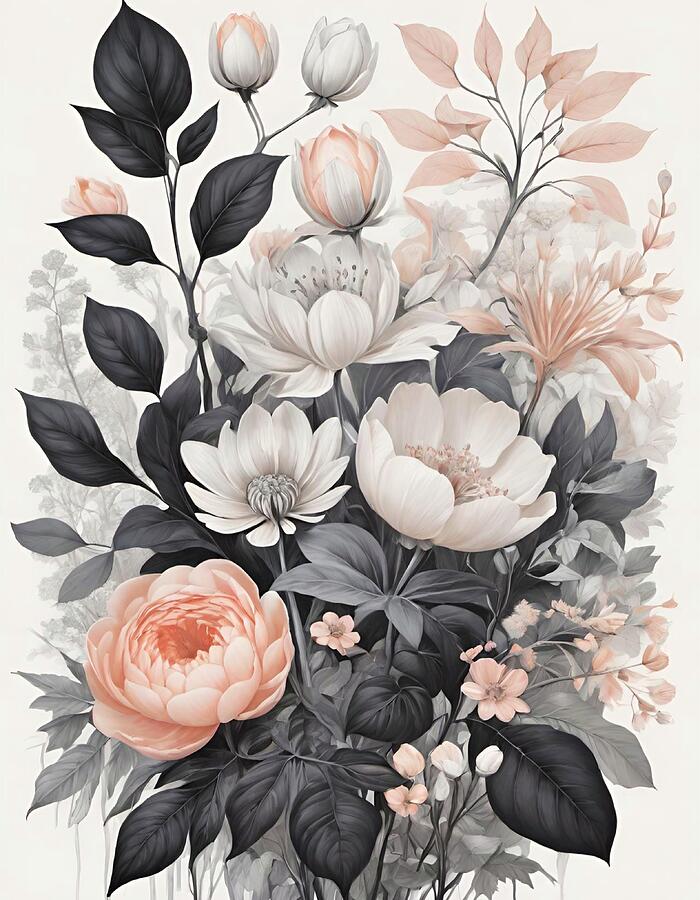 Floral Digital Art - Elegant floral No2 by Bonnie Bruno