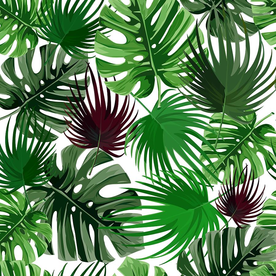 Elegant green palm leaves patterns Digital Art by Febraio Studio - Fine ...