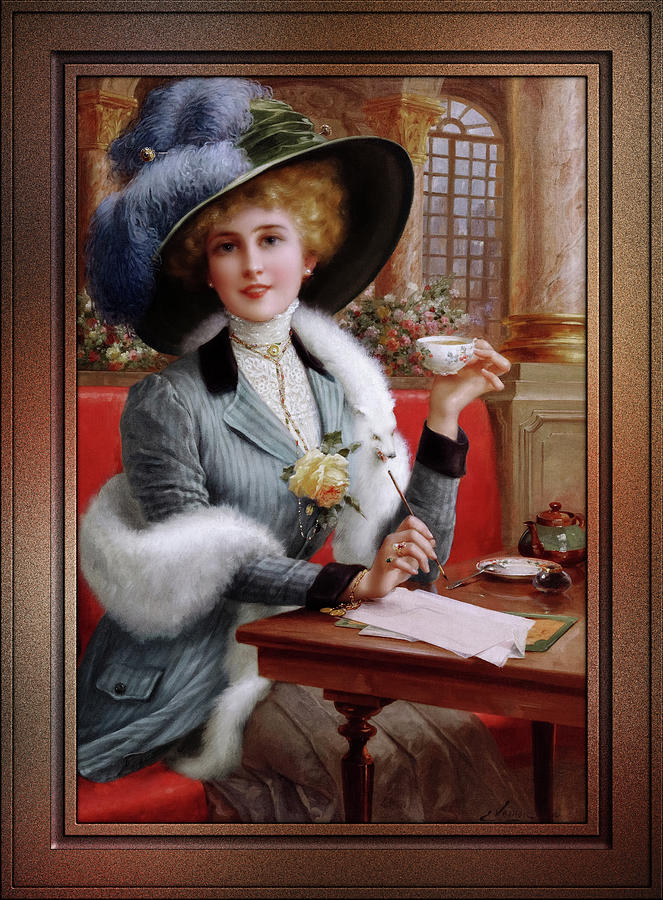 Elegant Lady by Emile Vernon Remastered Xzendor7 Vintage Art Reproductions Painting by Xzendor7