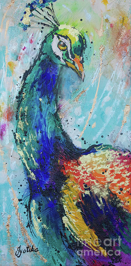 Elegant Peacock  Painting by Jyotika Shroff