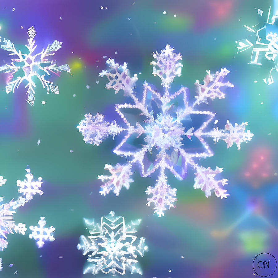 Elegant Snowflakes Digital Art by Cindys Creative Corner
