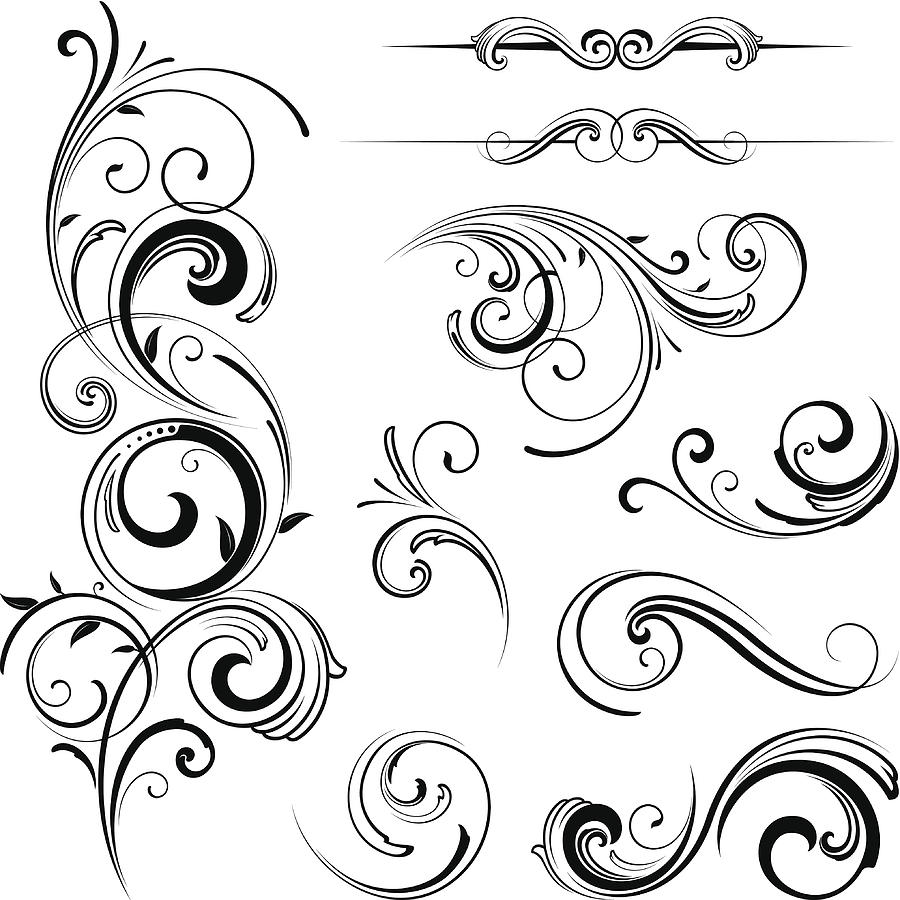 Elegant swirling flourishes Drawing by Enjoynz