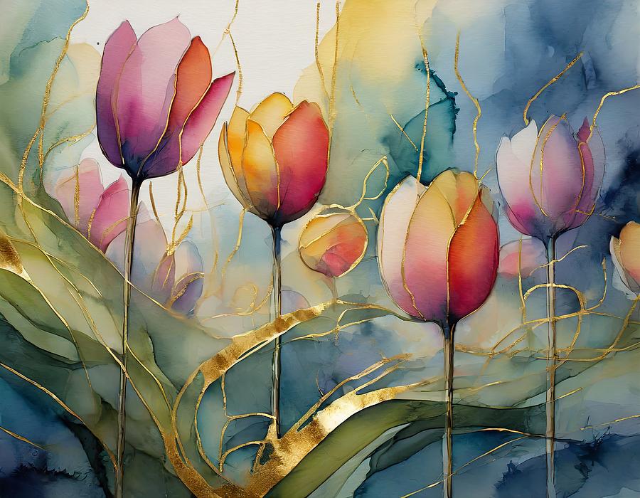 Elegant Tulips Mixed Media by Susan Rydberg
