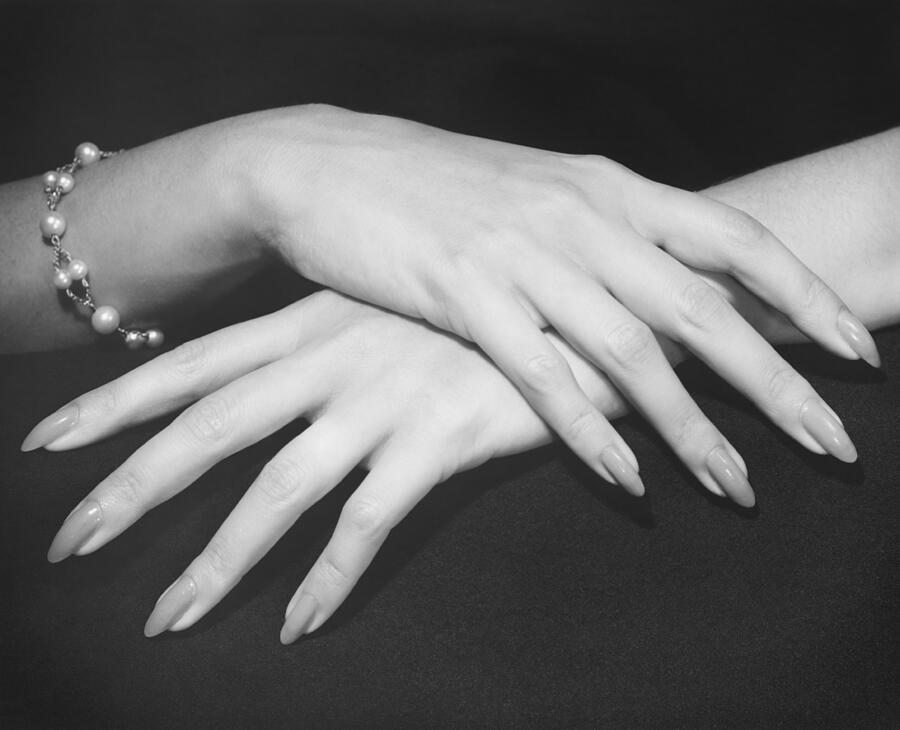 Elegant woman (Close-up of hands), (B&W) Photograph by George Marks