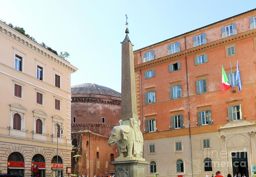 Elephant and Obelisk and the Pantheon 0951 Photograph by Jack Schultz