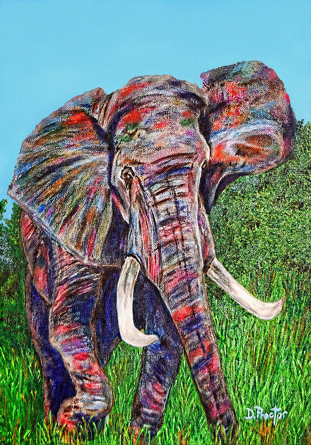 Elephant Aura Painting by Donna Proctor