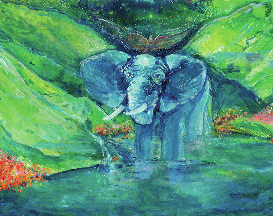 Elephant Awakening Painting by Ashleigh Dyan Bayer