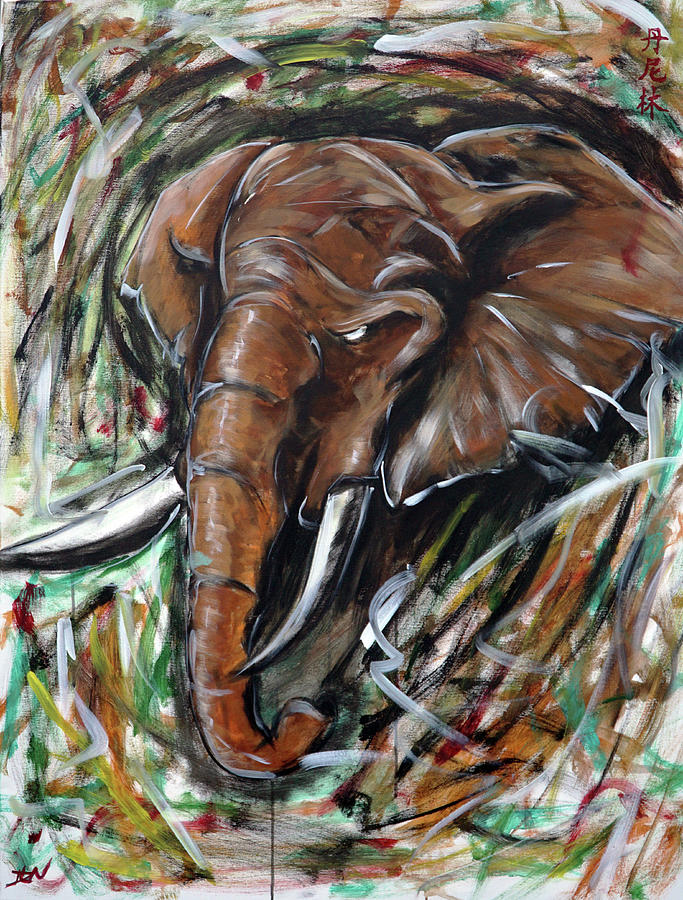 Elephant Beat Painting by Daney Lin
