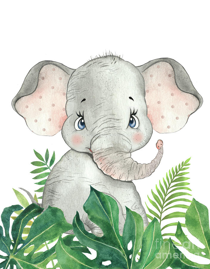 Elephant Calf, Baby Animals, Jungle Safari Animal Digital Art by Amusing  DesignCo - Fine Art America