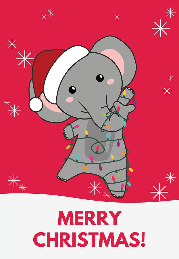 Elephant Christmas Snow Winter Animals Elephants Painting by Ben Daniel ...