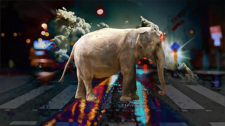 Elephant Crossing Mixed Media by Marvin Blaine