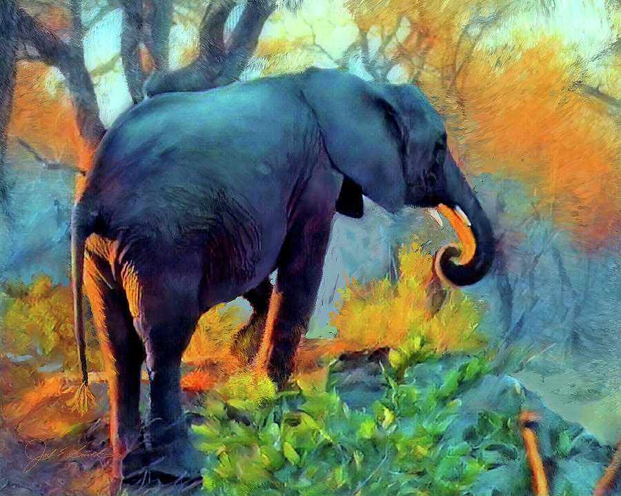 Elephant Dawn Painting by Joel Smith