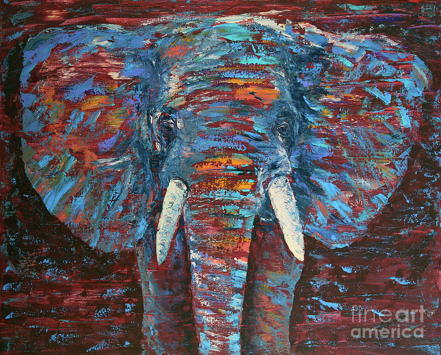 Elephant Baby Painting by Denys Kuvaiev