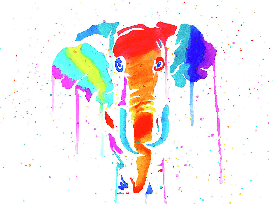 Elephant Drip Art Painting by Deborah League