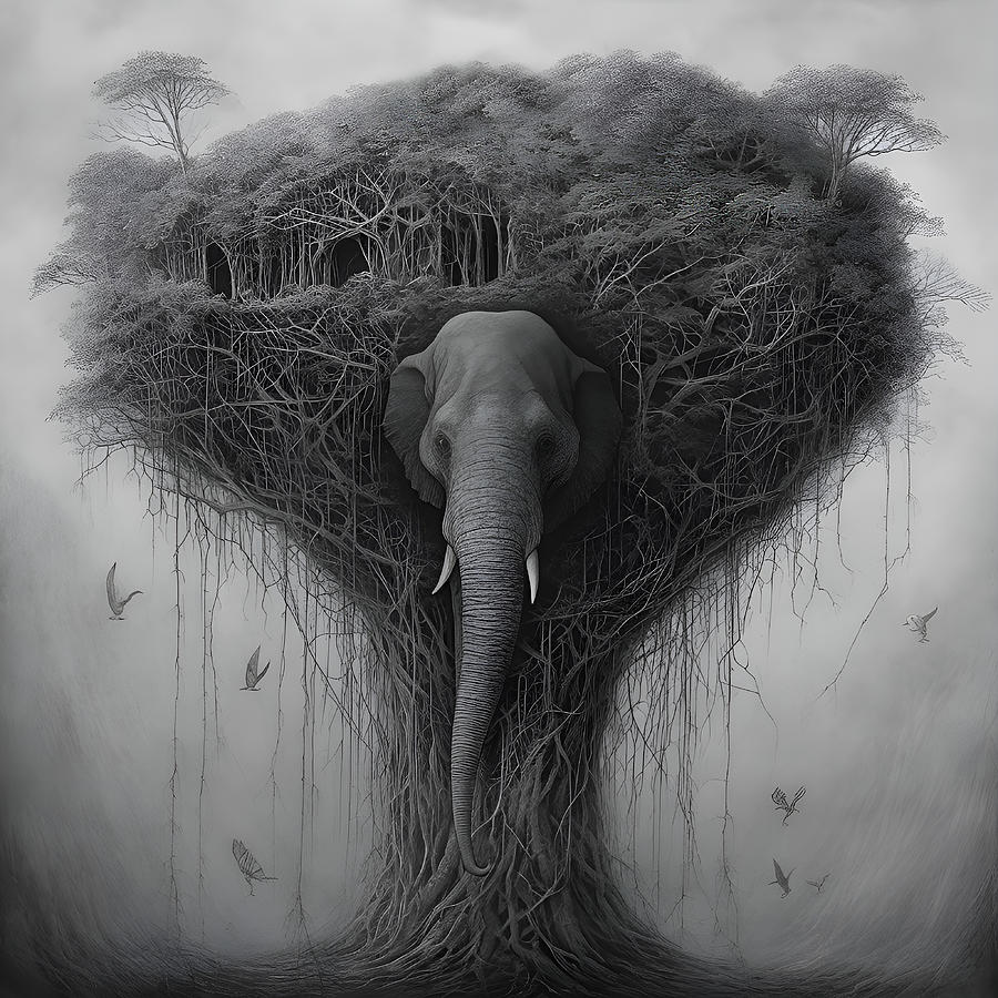 Tree Digital Art - Elephant Edgar by Beata Bieniak