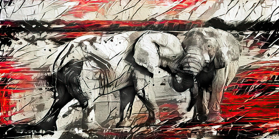 Elephant Encounter Digital Art by Teresa Wilson