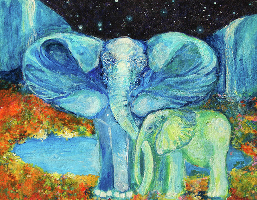 Elephant Family Painting by Ashleigh Dyan Bayer
