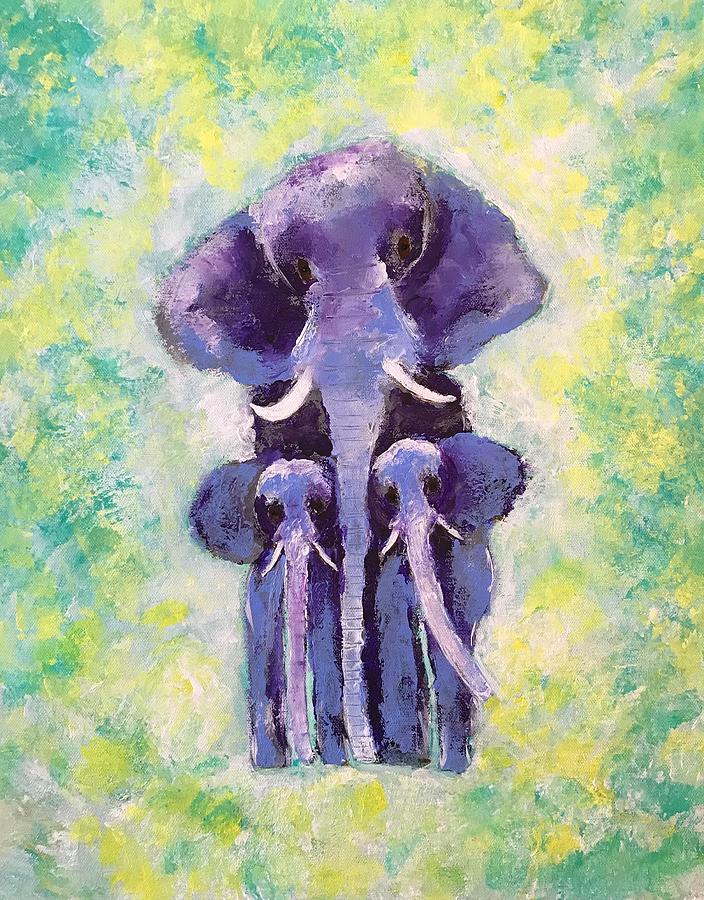 Elephant Family Painting by Sarah Warman