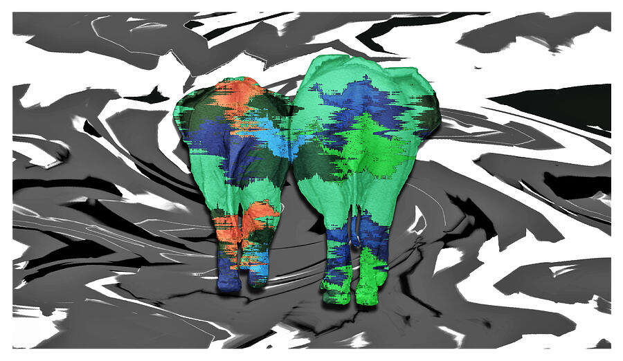Elephant Hiding in Disguise - Whimsical Digital Art by Ronald Mills
