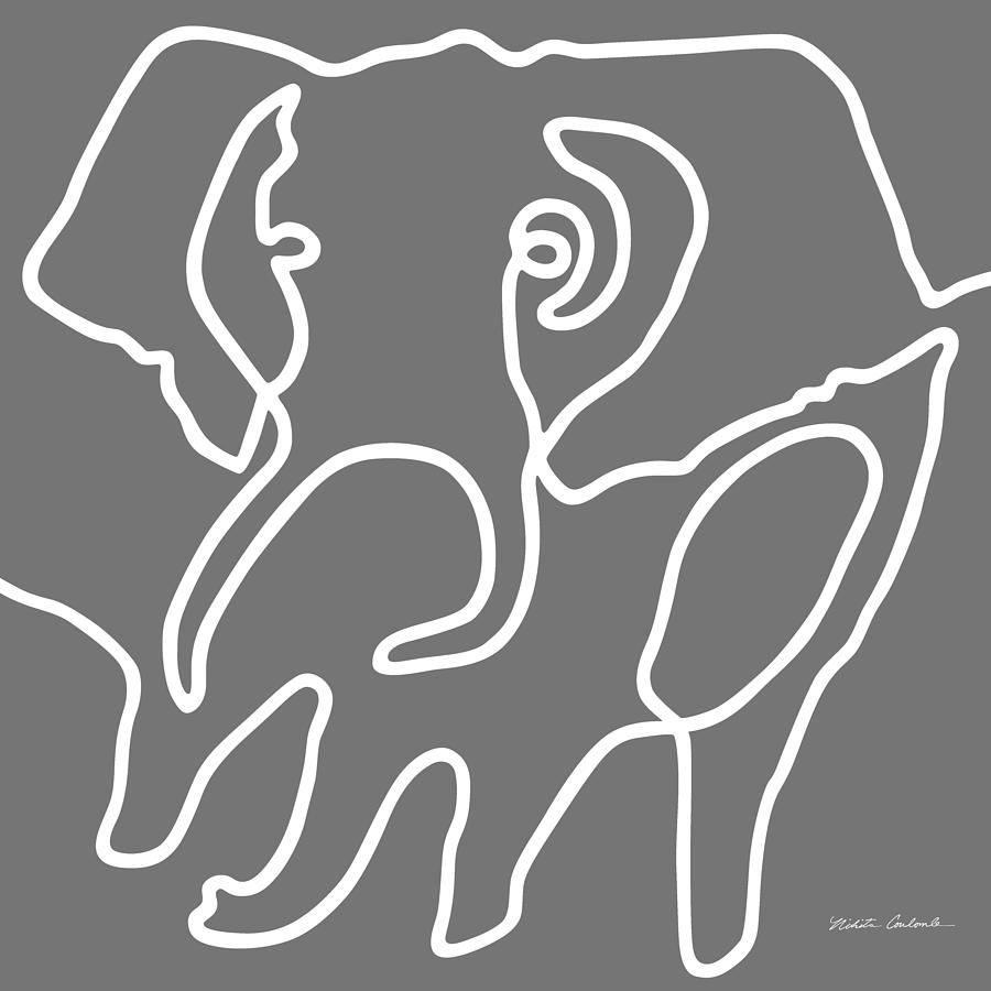 Elephant I in dark grey Painting by Nikita Coulombe