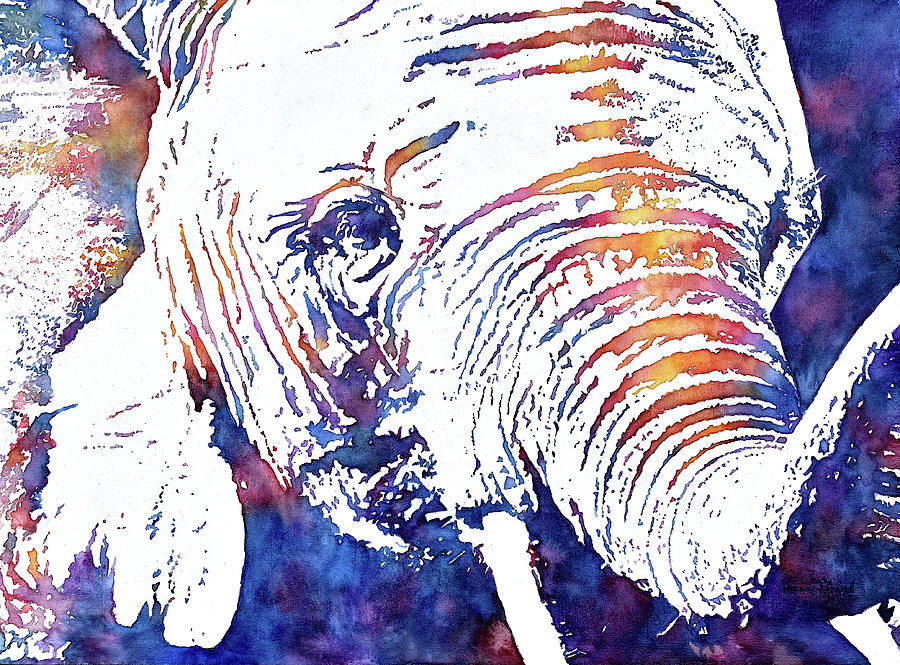 Elephant in Color Painting by Wendy Keeney-Kennicutt