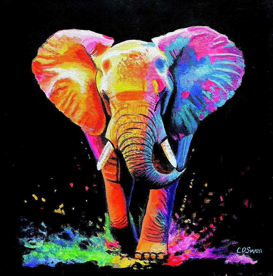 Elephant in Colour Painting by Caroline Swan Elephant in Colour Painting by Caroline Swan