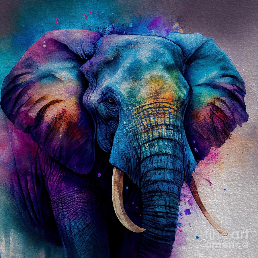 Wildlife Digital Art - Elephant in watercolor  by Joshua Barrios