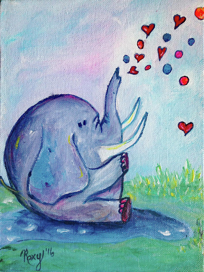 Elephant Love Painting by Roxy Rich