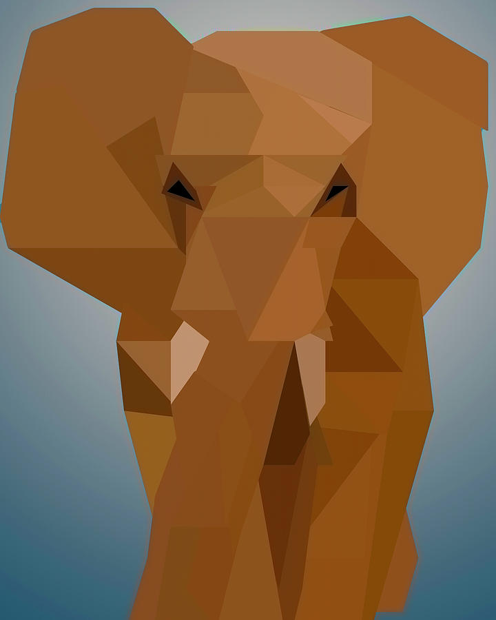 Elephant Low Poly Portrait Digital Art by Dan Sproul
