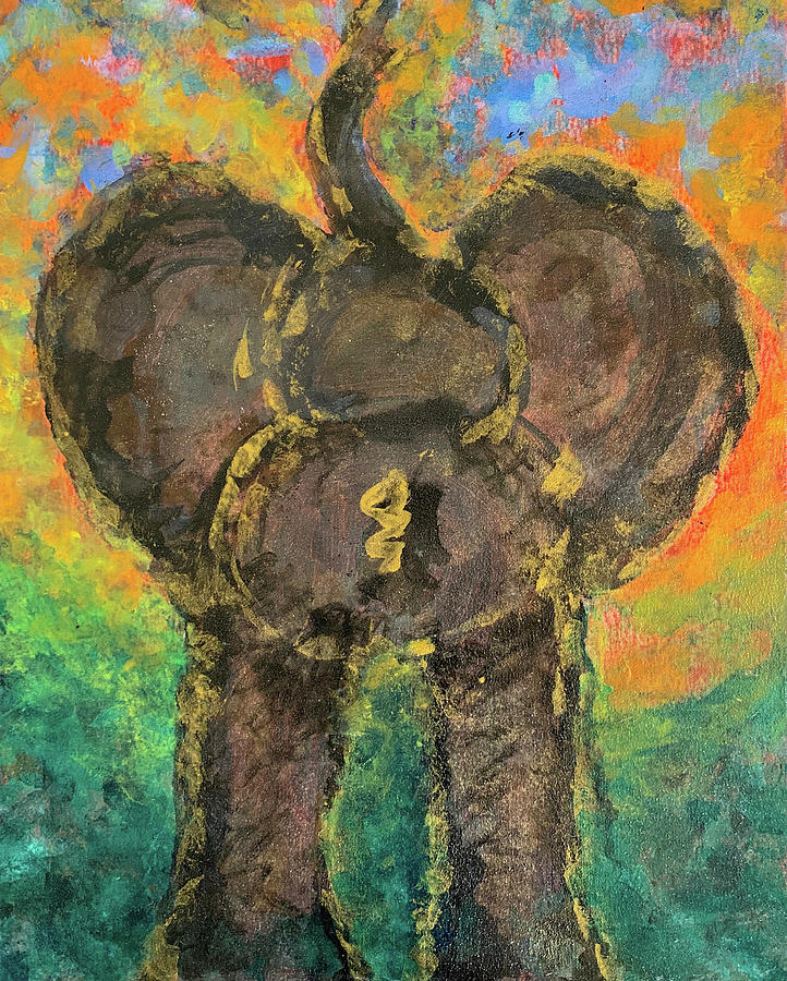 Elephant March Painting by Leslie Porter
