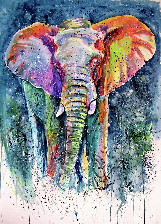 Elephant on the meadow II Painting by Kovacs Anna Brigitta - Fine Art ...