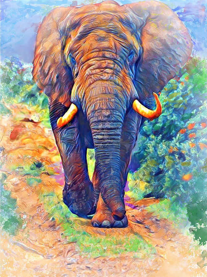 Elephant on the Path Painting by Gary Arnold