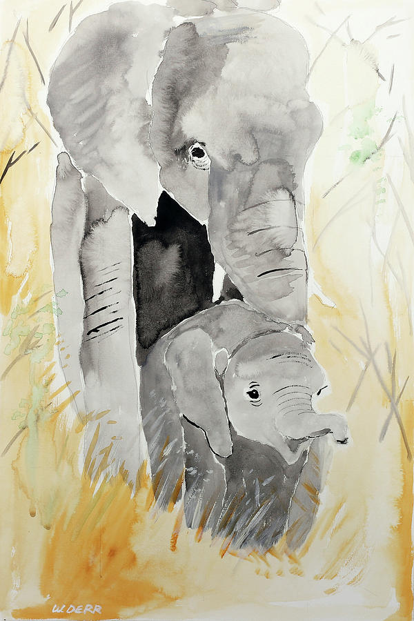 Animal Painting - Elephant Pair by Wynn Derr