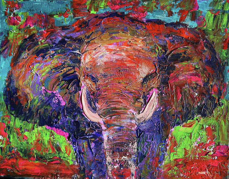 Elephant Portrait Painting by Denys Kuvaiev