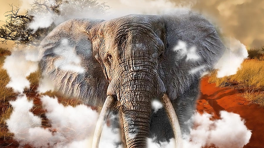 Elephant Run Mixed Media by Marvin Blaine