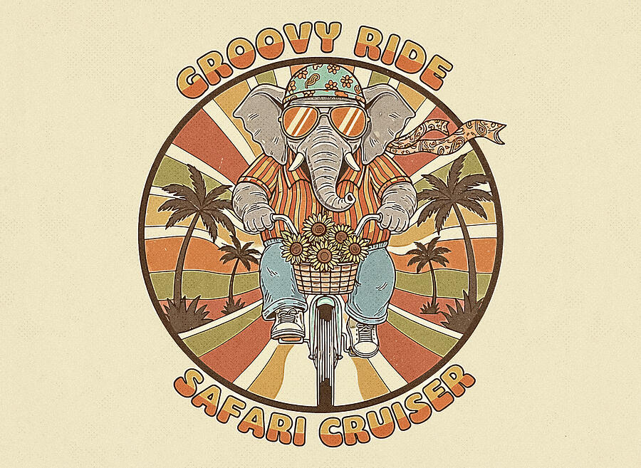 Elephant Biker Adventure Digital Art - Elephant Safari Ride by Dan Sproul