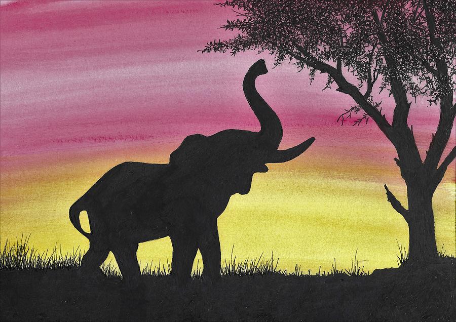 Elephant Silhouette Painting by Michael Vigliotti - Pixels