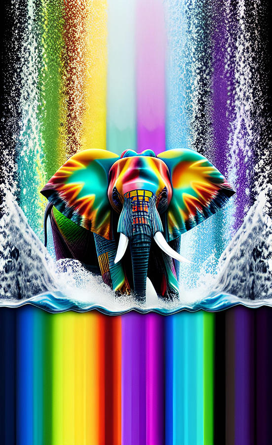  Elephant Slides Down the Rainbow Digital Art by Ronald Mills