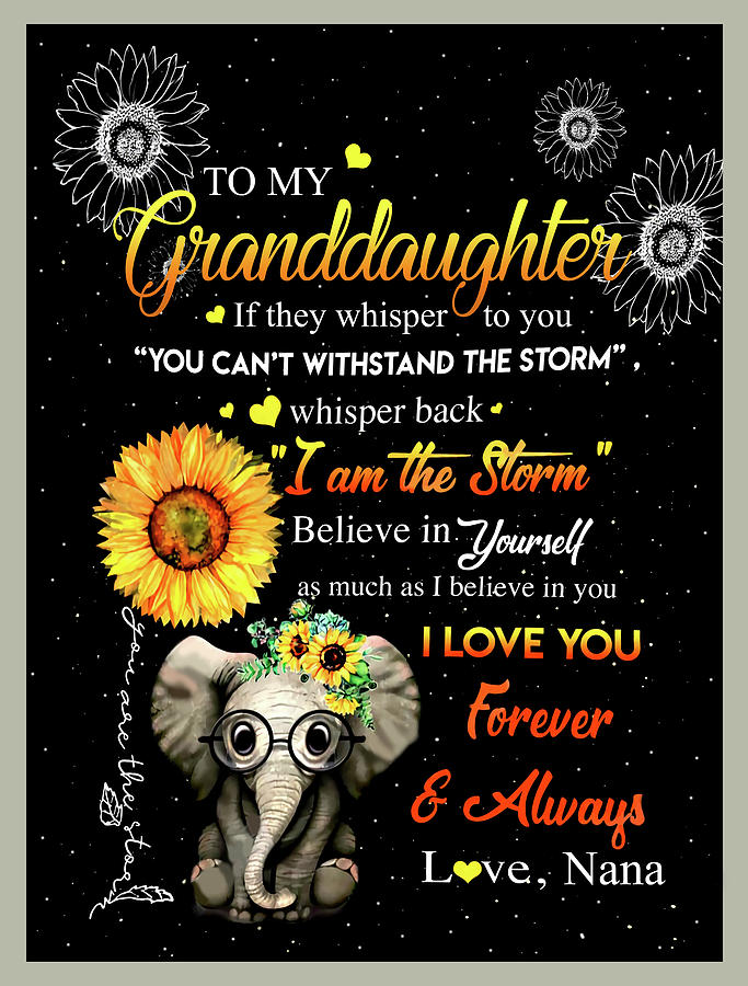 Elephant Sunflower Nana To My Granddaughter I Love You Forever Digital ...