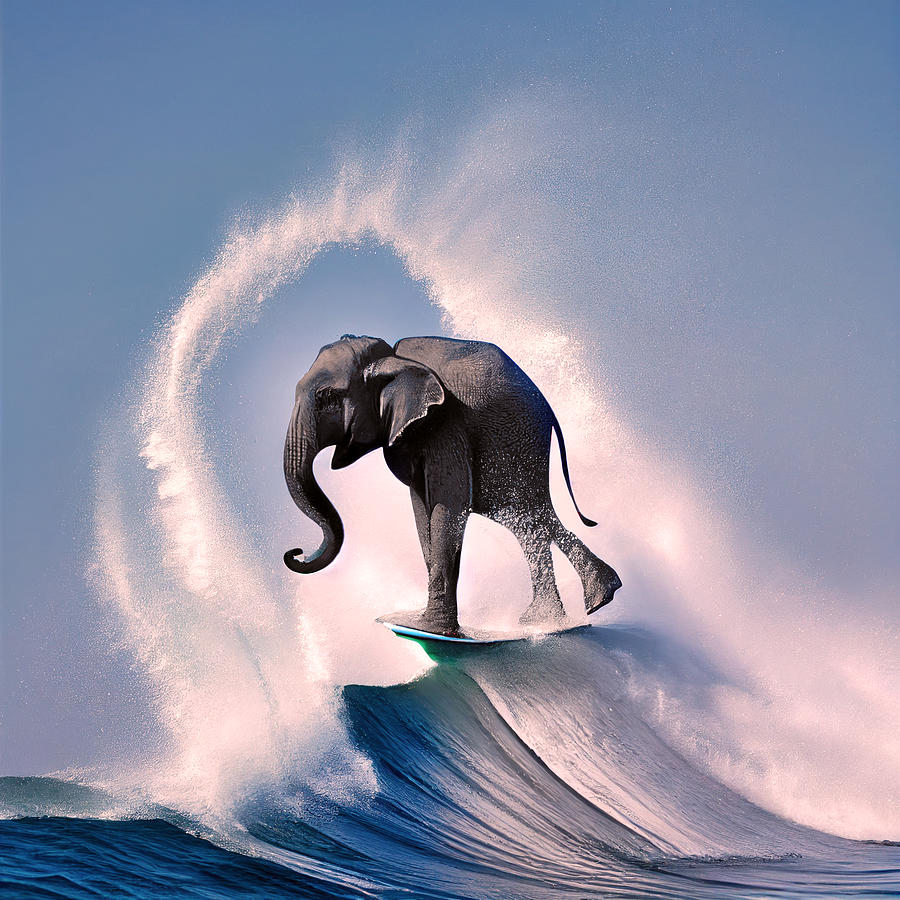 Elephant Surfing Digital Art by Craig Boehman