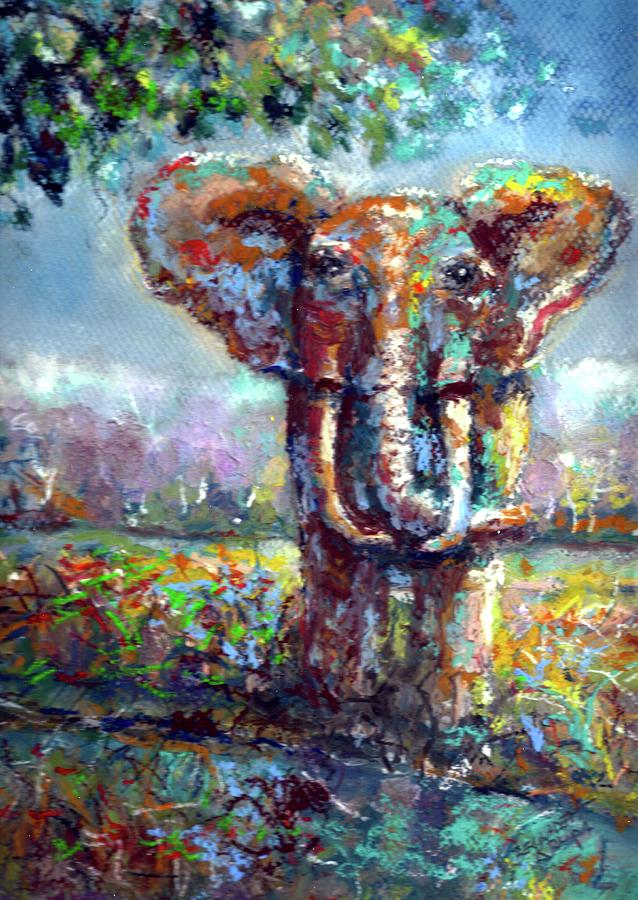 Elephant Thirst Painting by Bernadette Krupa