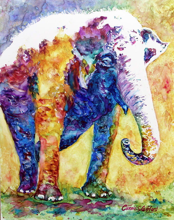 Elephant Walk by Connie S. Gifford Painting by Connie Gifford - Fine ...