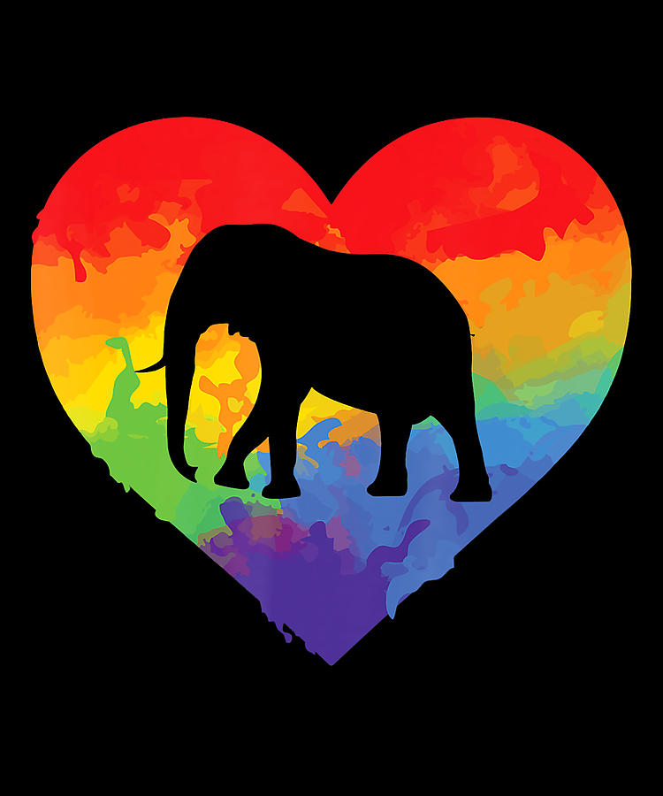 Elephant Watercolor Art Rainbow Heart for Elephant Digital Art by ...
