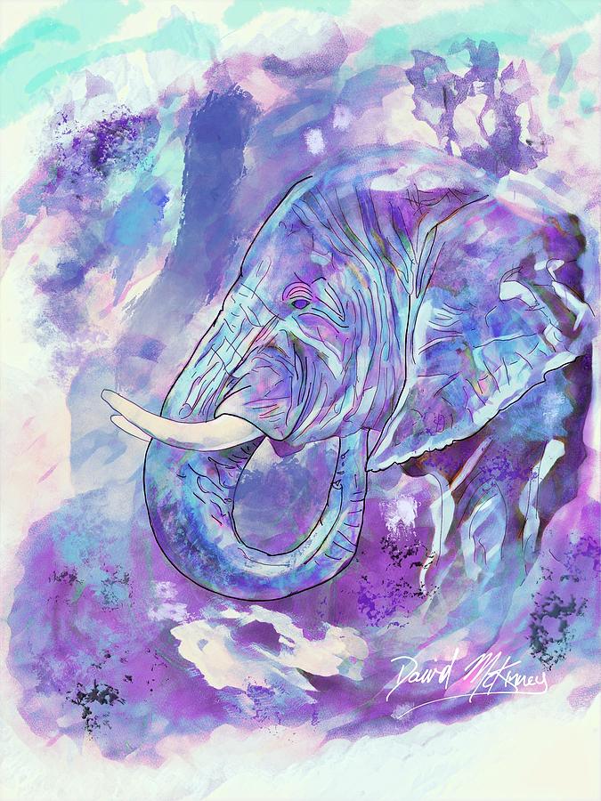 Elephant watercolor artwork  Digital Art by David McKinney