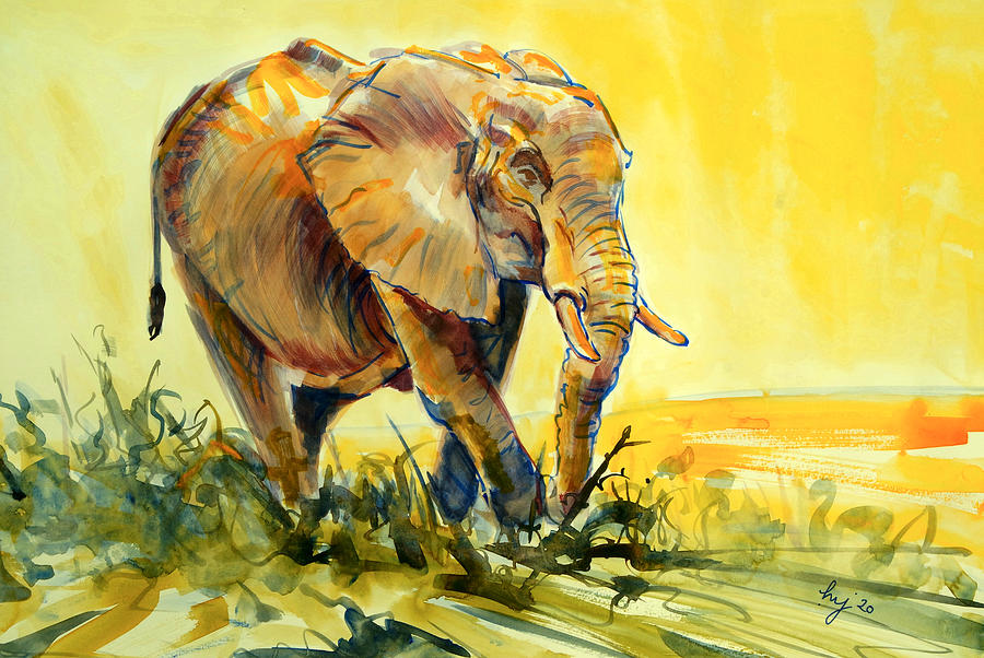 Elephant watercolor painting Painting by Mike Jory