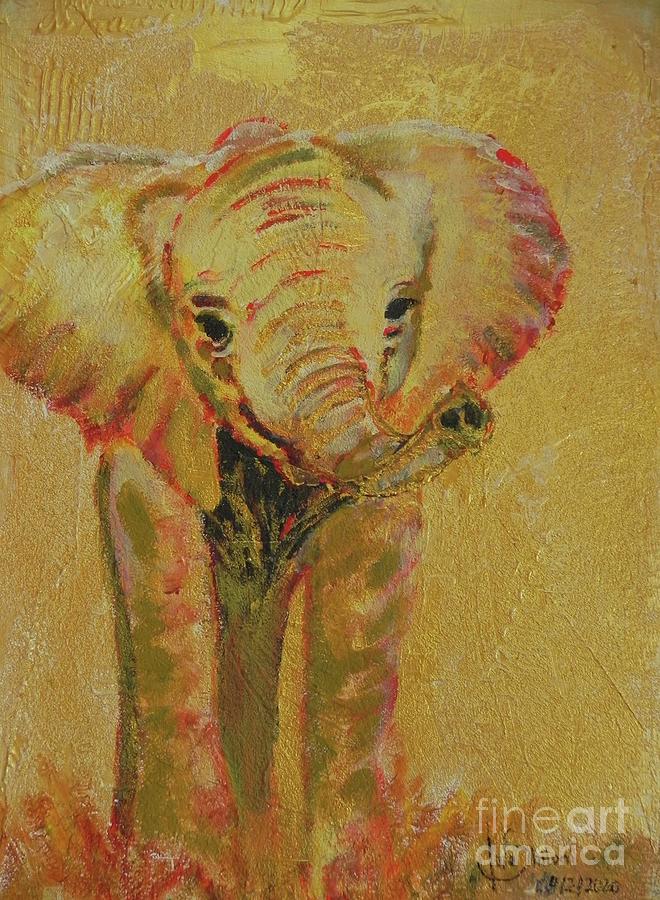 Elephant Youngster Painting by Jolanta Shiloni