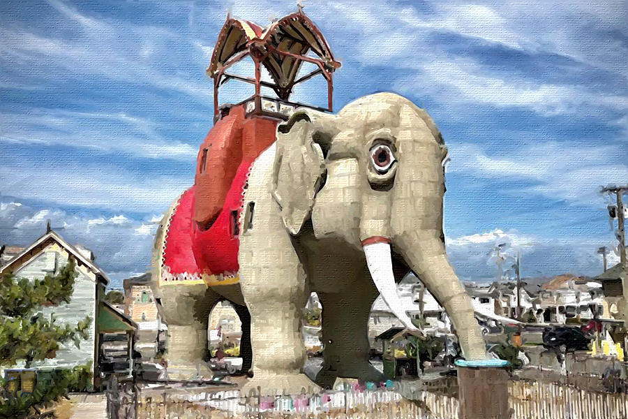Beach Painting - Elephantine Colossus Elephant Hotel by Tony Rubino