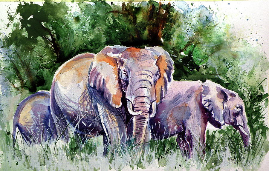 Elephants /20 Painting by Kovacs Anna Brigitta